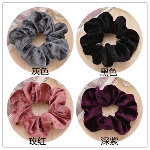 Korean style velvet hair band, simple black thick hair rope head flower plate hair tie hair rubber band head rope gold velvet large intestine circle for women