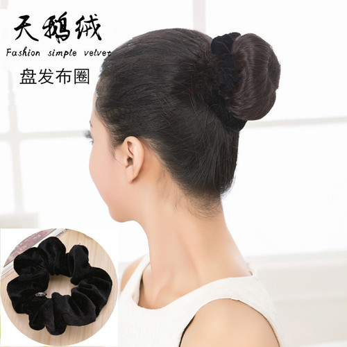 Korean style velvet hair band, simple black thick hair rope head flower plate hair tie hair rubber band head rope gold velvet large intestine circle for women
