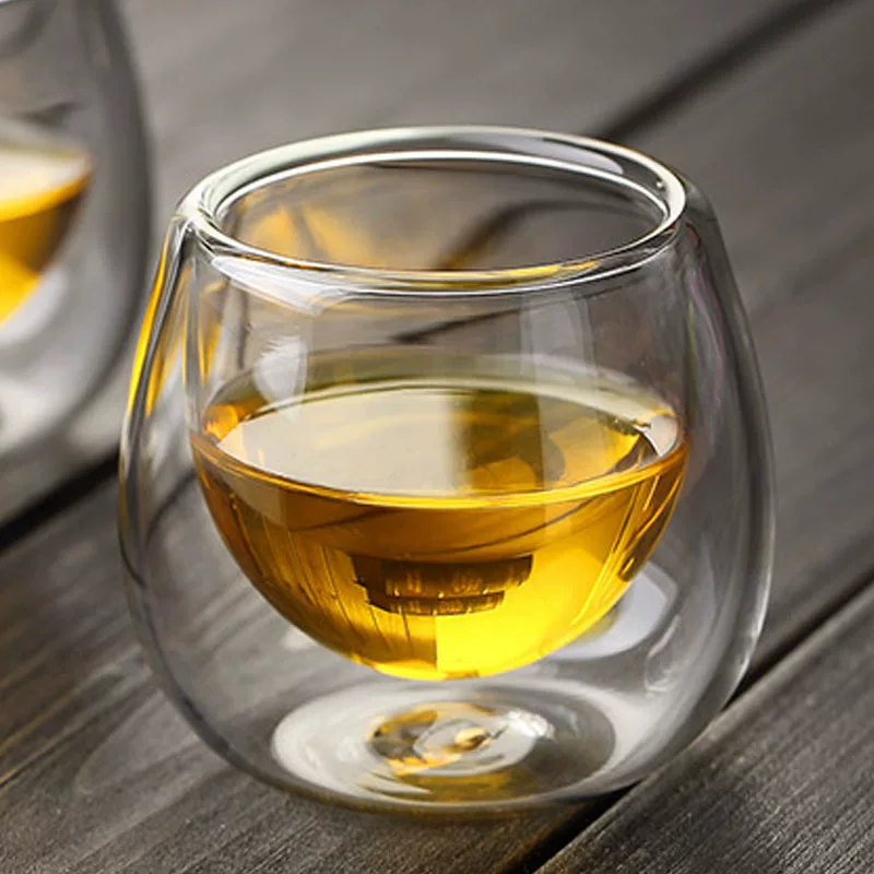 Glass transparent tea cup, increased thickness, 65 ml