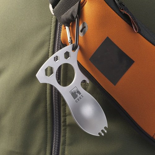 Outdoor portable tools, camping equipment, outdoor multi-functional emergency stainless steel spoon, fork, bottle opener, wrench