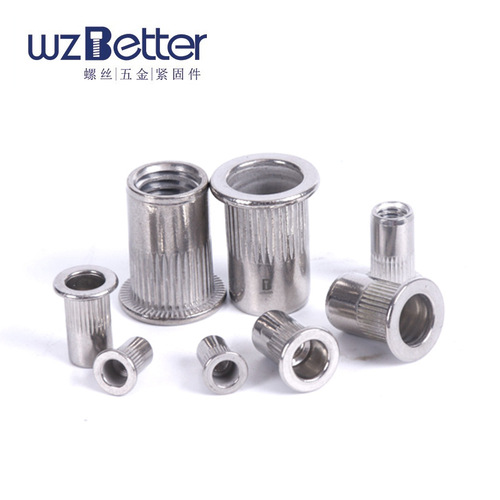 Rivet nut semi-hexagonal rivet nut flat head vertical rivet nut knurled pull nut M3-M12 stainless steel color zinc