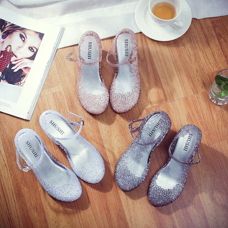 Трансграничная электронная коммерция, взрывы, сандалии на танкетке, летняя полая женская обувь, обувь с дырками, обувь на толстой подошве, женские сандалии оптом