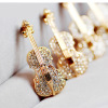 Fashionable cartoon small high-end crystal, violin, brooch, accessory, British style