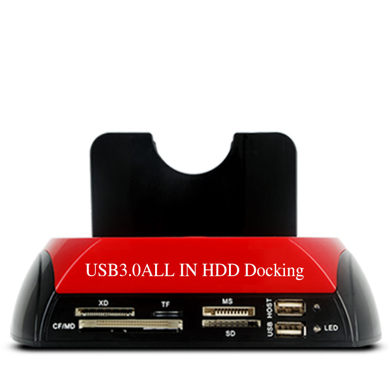 High-Speed Usb3.0 Hard Drive Base 2.5/ 3.5inch Ide+Sata with Card Reader Multi-Function Multi-Action Hard Drive Box