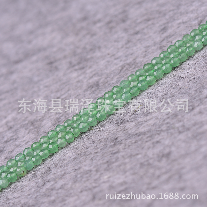 批发绿东陵玉切面圆珠半成品东玲玉玉髓刻面散珠DIY原创饰品配珠