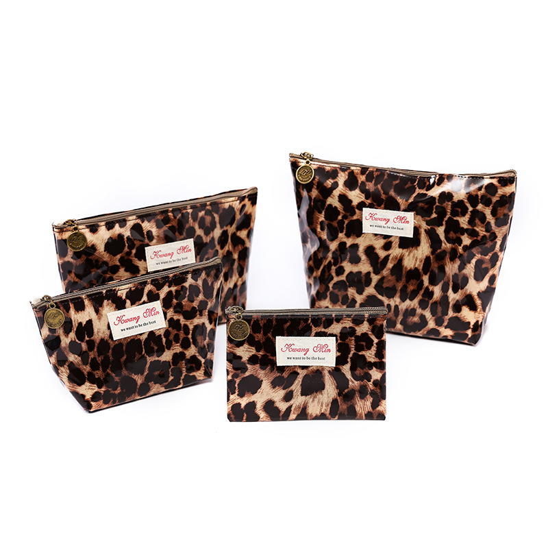 New cosmetic bag storage bag large capacity fashion leopard print waterproof ladies hand bag change purse a generation of hair