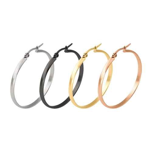 European and American Fashion Titanium Steel Curved Hoop Earrings Stainless Steel Ear Clasp Wide Hoop Trendy Ear Clasp Direct Manufacturer Sale