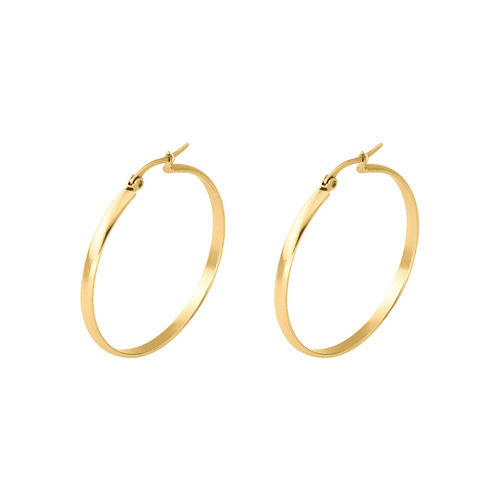 European and American Fashion Titanium Steel Curved Hoop Earrings Stainless Steel Ear Clasp Wide Hoop Trendy Ear Clasp Direct Manufacturer Sale