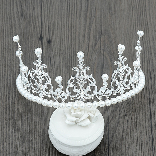 Birthday Baking Accessories Large Crown Flowers Birthday Cake Decoration Highlight Pearl Tiara Hair Accessories Headband