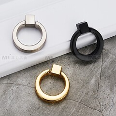 Wholesale Round Cabinet Drawer Pulls, Kitchen Cabinet and Shoe Cabinet Suspension Ring Handles, Zinc Alloy Handles 6106 Gold and Black