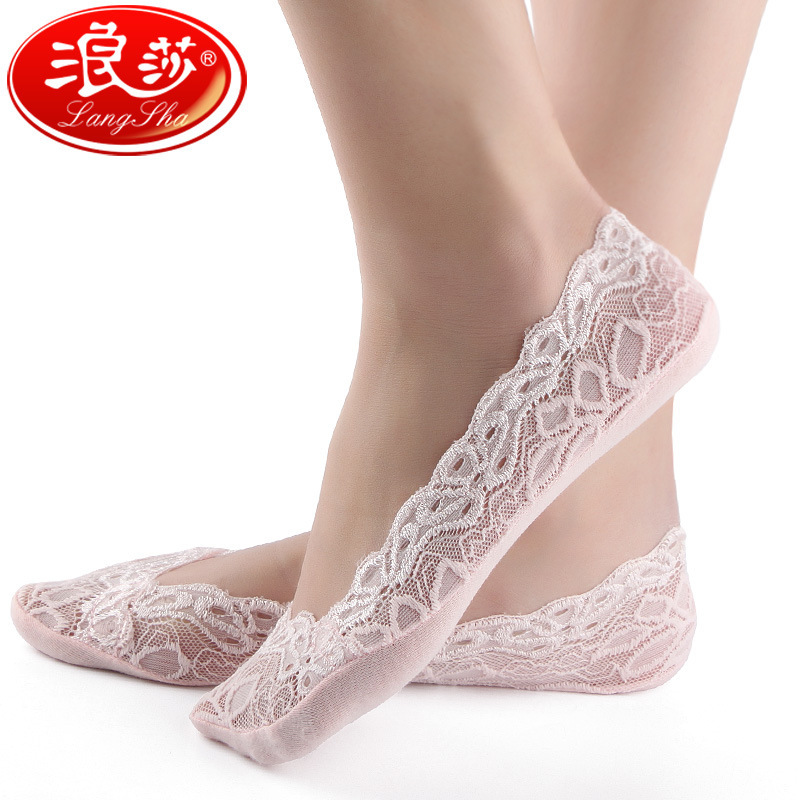 Langsha Shallow Mouth Invisible Lace Boat Socks Spring and Summer Silicone Non-slip Short Socks Seamless Low-top Cotton Bottom Thin Women's Socks Langsha Shallow Mouth Invisible Lace Boat Socks Spring and Summer Silicone Non-slip Short Socks Seamless Low-top Cotton Bottom Thin Women's Socks