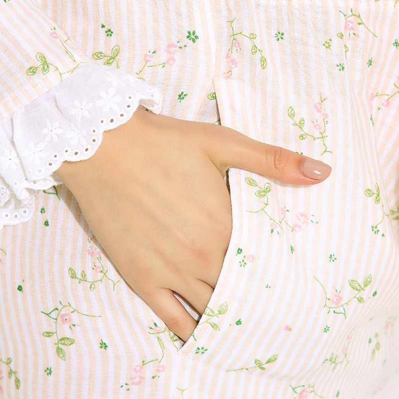 예노 순면 더블 레이어 거즈 산후복 여름 산모 수유복 임산부 파자마 플로럴 카디건 임산부 슈트