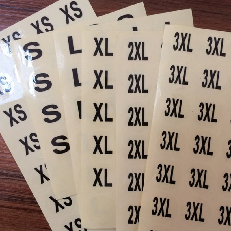 25MM圆形透明服装尺码贴不干胶字母号码标签 透明尺码标贴印刷