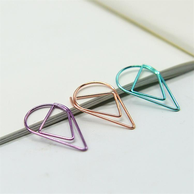 Tamaño pequeño gota de agua clip de papel marcador pin simple curva clip de papel mano cuenta estudiante papelería suministros