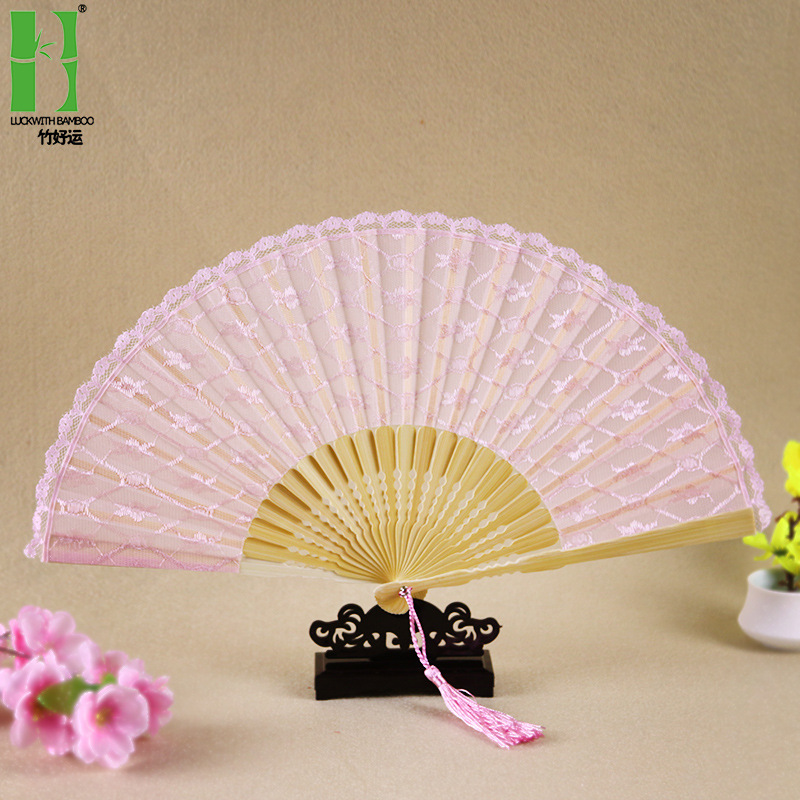 Estilo Europeo encaje princesa antiguo estilo plegable ventilador estilo japonés artesanía regalo ventilador estilo chino ventilador al por mayor