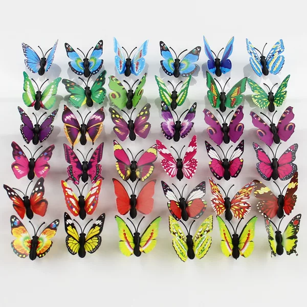 Pvc Plastic Artificial Butterflies (4.5cm) 200 Pieces Per Pack Decorative Crafts Colorful Stereo Creative Butterflies