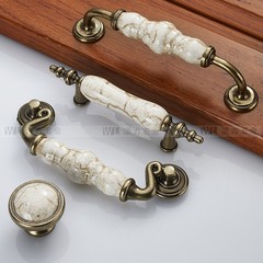 Marble pattern ceramic handle European style handle Antique cabinet door handle single hole handle pastoral furniture small handle