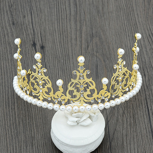 Birthday Baking Accessories Large Crown Flowers Birthday Cake Decoration Highlight Pearl Tiara Hair Accessories Headband