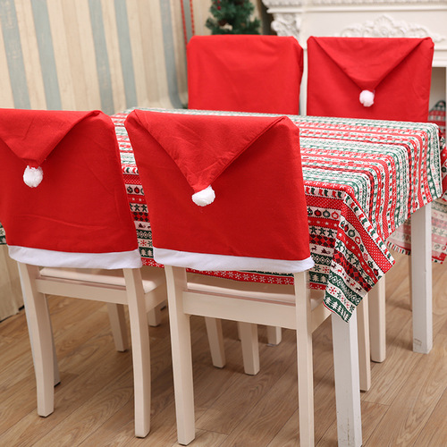 Haobei hot sale red non-woven Christmas chair cover Christmas table decoration Christmas hat soft touch