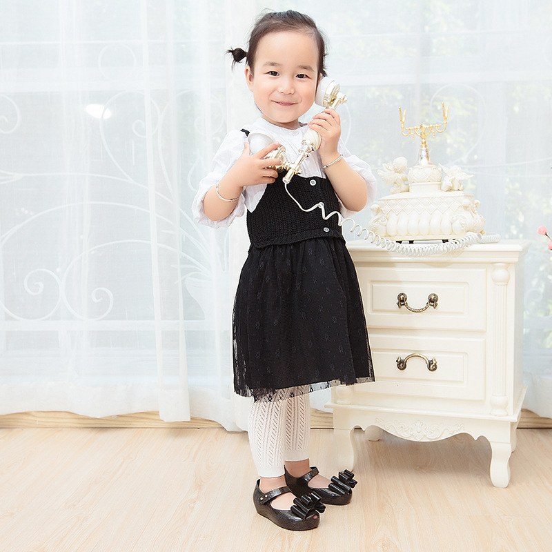 Verano fino hueco malla bebé niña peinado pantimedias de algodón anillo nueve puntos Bebé y Niño polainas 0-4