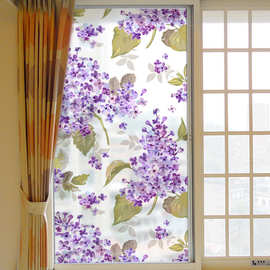 可移除PVC墙贴批发客厅卧室浴室门窗装饰玻璃贴纸紫罗兰 D1063