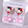 Children's cartoon earrings for princess, ear clips with tassels, wholesale