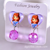 Children's cartoon earrings for princess, ear clips with tassels, wholesale