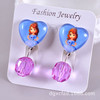 Children's cartoon earrings for princess, ear clips with tassels, wholesale