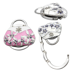 現模圓形手繪包掛包鈎 滴油鑲鑽掛包器 畫油包箱包配件帶珠兩用型