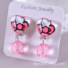 Children's cartoon earrings for princess, ear clips with tassels, wholesale