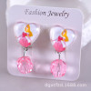 Children's cartoon earrings for princess, ear clips with tassels, wholesale