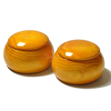 御雅 實木圍棋棋罐黃色漆雲杉棋罐天然木紋平蓋設計可裝雙面圍棋