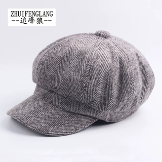 帽子男女士复古羊毛呢八角帽秋冬保暖贝雷帽户外画家帽英伦报童帽
