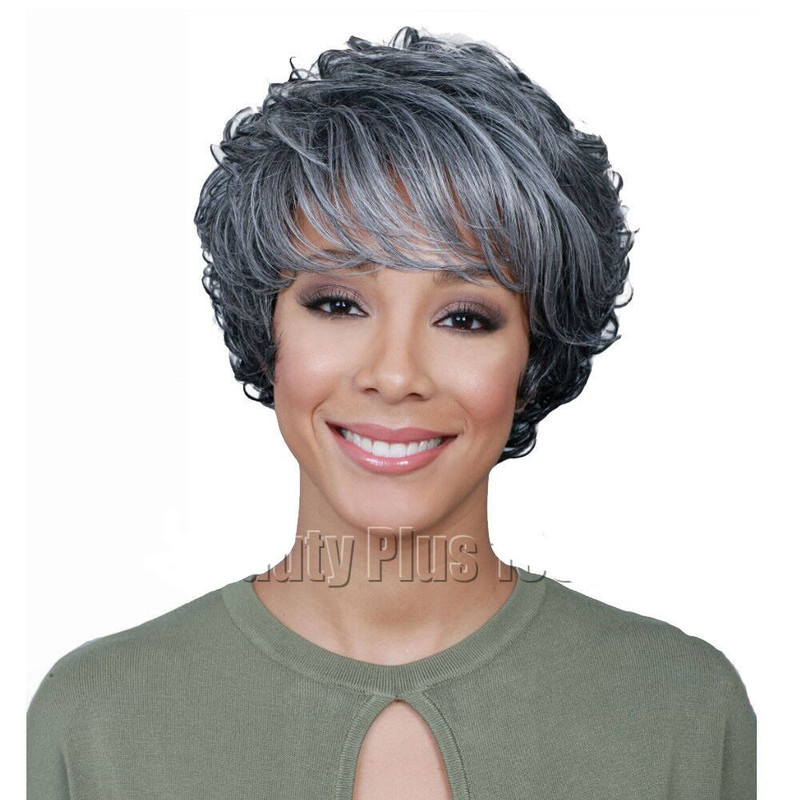 Hot-selling European and American wig women's short curly hair gray gradient prosthetic head prefer super personality hairstyle ebay AliExpress