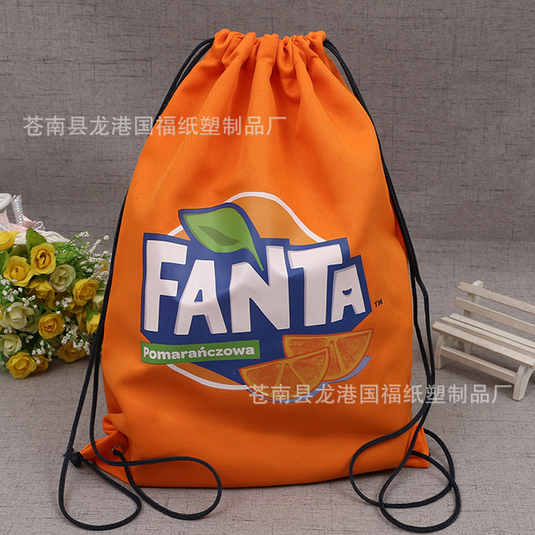 厂家可定210D蓝色牛津布拉绳袋学生背包广告LOGO热转印烫画彩色袋