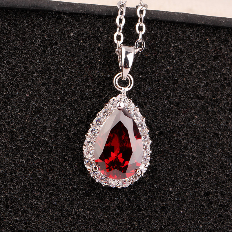 White Zircon Pendant Necklace Copper Pave Fashion