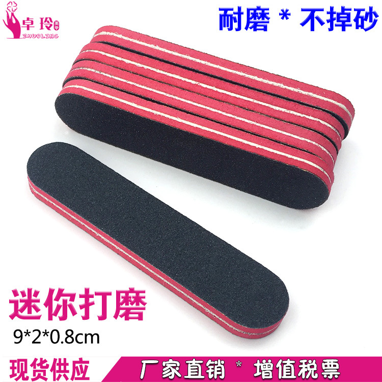 En stock al por mayor lima de uñas súper resistente al desgaste engrosada negro rojo corazón esponja resistente al desgaste tira de pulido Wenwan