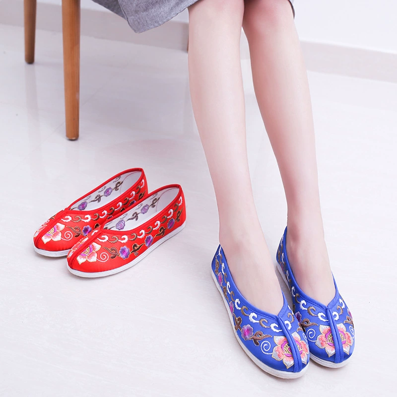 Женская Тканевая обувь Old Beijing, туфли на плоской подошве с вышивкой, многослойная Женская Тканевая обувь, нескользящая повседневная обувь