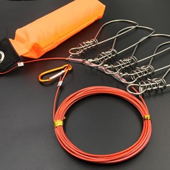 新款5扣魚鎖帶浮漂帶把手不鏽鋼活魚扣 5扣+浮力棒 鋼絲魚扣漁具