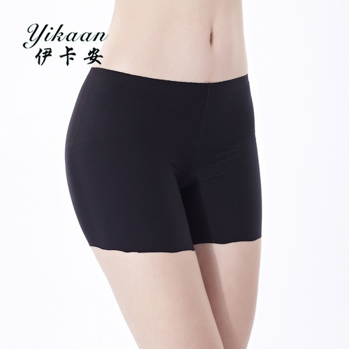 Mid-waist thin ice silk underwear, one-piece seamless women's three-quarter leggings, anti-exposure safety pants