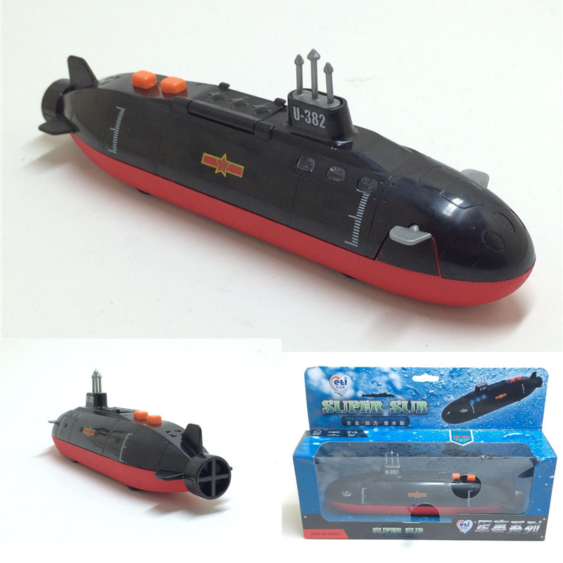 Children's Favorite Alloy Submarine Toy Artificial Military Model Children's Warship Pull-Back Boat Sound and Light Toy Box