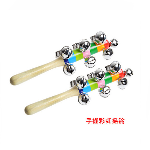 Wholesale rainbow hand rattle, colorful rattle, colorful one word rattle, infant intellectual early education toy