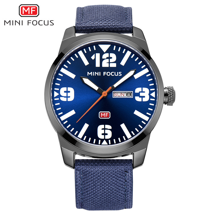 Clearance/Fashion Outdoor Men's Watch Japan Movement Double Calendar Luminous Waterproof Nylon Strap 0032G