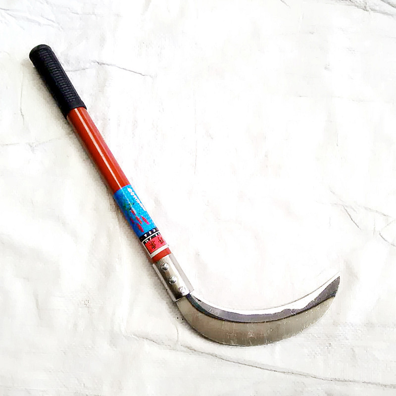 厂家直供野粟牌小月牙款割草割小麦刀钢柄锰钢刀头免磨锋利草镰刀