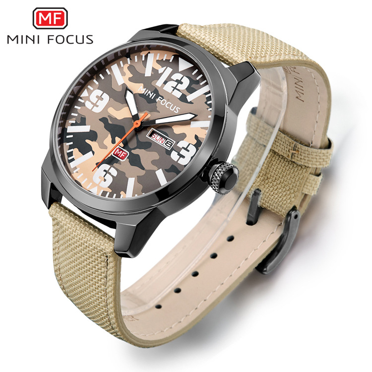 Clearance/Fashion Outdoor Men's Watch Japan Movement Double Calendar Luminous Waterproof Nylon Strap 0032G