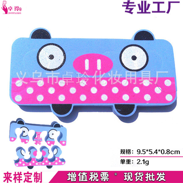 Muestra que hace el separador del dedo del pie de EVA del camión del dedo del pie del algodón del dedo del pie que imprime el separador respetuoso del medio ambiente e insípido