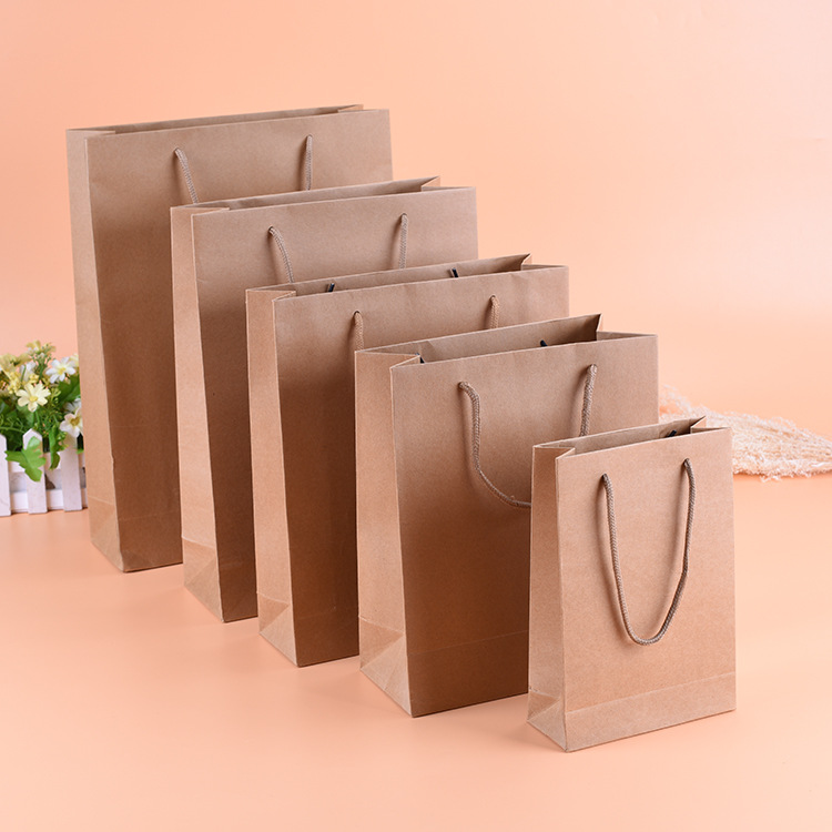 Wholesale spot thickened portable yellow leather paper bag custom clothing creative gift packaging shopping bag custom