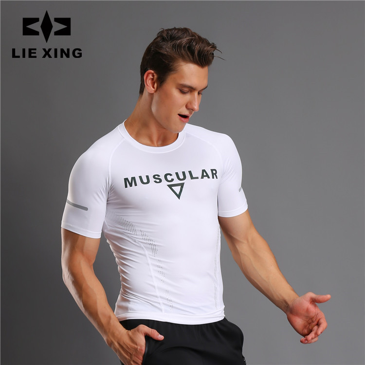 Star Hunter Men's pro Tight Short-sleeved Sports Fitness T-shirt Quick-drying Stretch Breathable Moisture-wicking logo Print 12009 Star Hunter Men's pro Tight Short-sleeved Sports Fitness T-shirt Quick-drying Stretch Breathable Moisture-wicking logo Print 12009