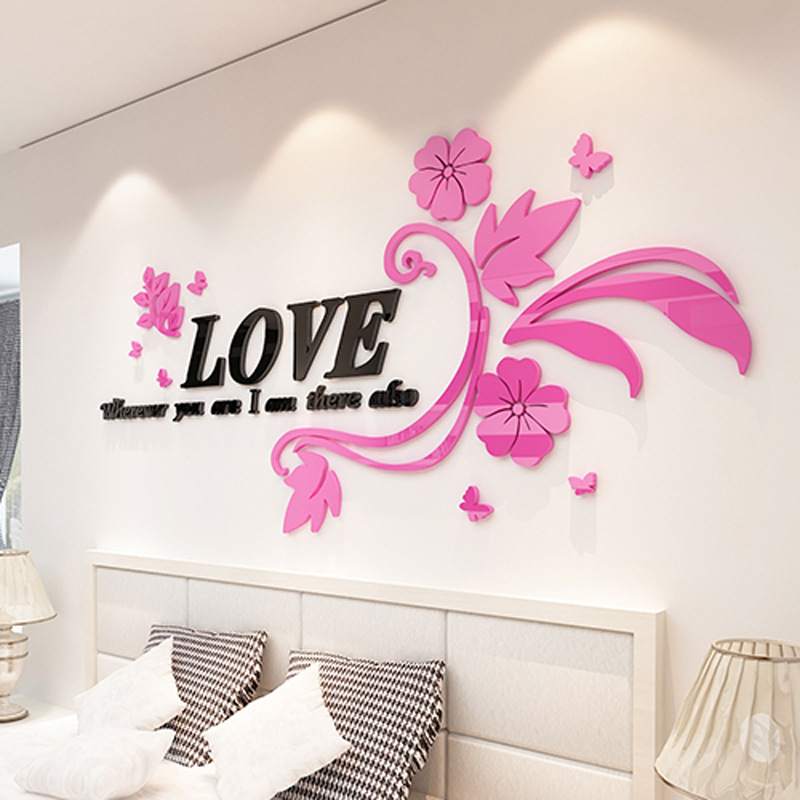 厂家批发LOVE花藤3D立体墙贴温馨卧室房间客厅浪漫婚房墙面装饰品