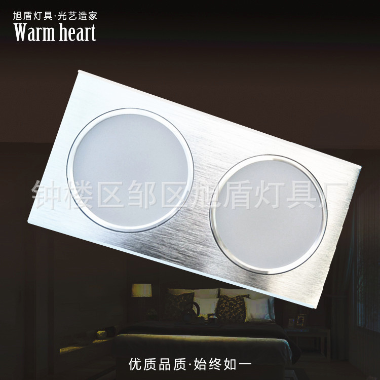 led单头双头方形筒灯客厅大堂嵌入式批发格珊灯嵌入式筒灯